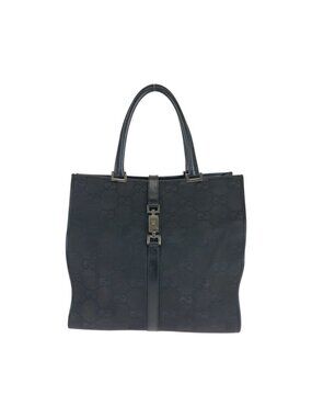 Gucci Jackie Black Silver Hardware GG Canvas 002 1064 Tote Bag Handbag